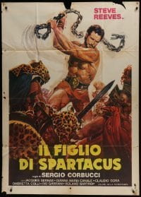 4b432 SLAVE Italian 1p R1970s different Casaro art of Steve Reeves as The Son of Spartacus!