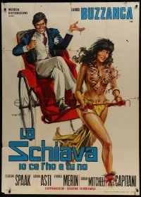 4b433 SLAVE Italian 1p 1973 Ciriello art of sexy near-naked woman pulling Buzzanca in rickshaw!