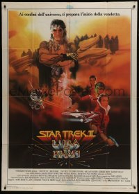 4b439 STAR TREK II Italian 1p 1982 The Wrath of Khan, Leonard Nimoy, William Shatner, Bob Peak art!