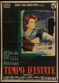 4b446 SUMMERTIME Italian 1p 1955 different Ercole Brini art of Katharine Hepburn, David Lean!