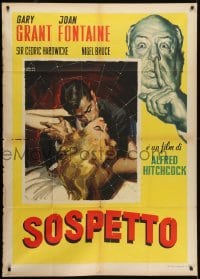4b447 SUSPICION Italian 1p R1961 Alfred Hitchcock, Cary Grant, Fontaine, different art by Deseta!