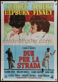 4b469 TWO FOR THE ROAD Italian 1p 1967 art of Audrey Hepburn & Albert Finney in bed, Stanley Donen!