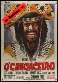 4b474 VIVA CANGACEIRO Italian 1p 1971 Ciriello spaghetti western art of Tomas Milian w/ crazy hat!