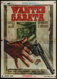 4b476 WANTED SABATA Italian 1p 1970 spaghetti western art of Brad Harris on wanted poster + gun!