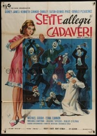 4b479 WHAT A CARVE UP Italian 1p 1962 Longi art of sexy Shirley Eaton, Sidney James & dead guys!