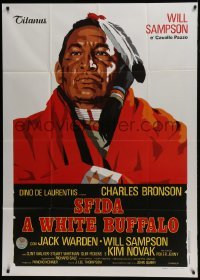 4b483 WHITE BUFFALO style A Italian 1p 1977 great different art of Will Sampson as Crazy Horse!