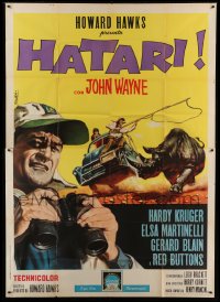 4b053 HATARI Italian 2p 1962 Howard Hawks, different Enzo Nistri art of John Wayne in Africa!