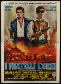 4b083 LIONS OF CORSICA style B Italian 2p 1961 cool Corsican Brothers swashbuckler art by Casaro!