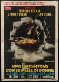 4b084 LIZARD IN A WOMAN'S SKIN Italian 2p 1971 Lucio Fulci, psychedelic image of man stabbing girl!