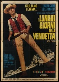 4b085 LONG DAYS OF VENGEANCE Italian 2p 1966 full-length Fiorenzi art of cowboy Giuliano Gemma!