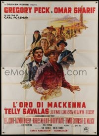 4b089 MacKENNA'S GOLD Italian 2p 1969 art of Gregory Peck, Omar Sharif, Savalas, Newmar & cast!