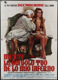 4b094 METTI LO DIAVOLO TUO NE LO MIO INFERNO Italian 2p 1972 Casaro art of man & near-naked girl!