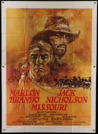 4b095 MISSOURI BREAKS Italian 2p 1976 art of Marlon Brando & Jack Nicholson by Bob Peak!