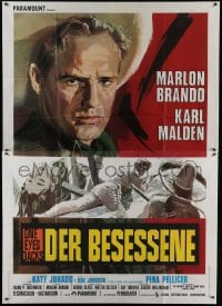 4b104 ONE EYED JACKS Italian 2p R1970s different Cesselon art of star & director Marlon Brando!