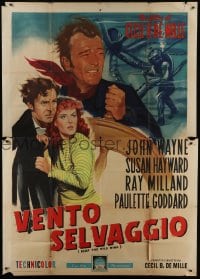 4b109 REAP THE WILD WIND Italian 2p R1960 John Wayne, Paulette Goddard, Milland, Cecil B. DeMille!