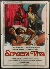 4b116 SEPOLTA VIVA Italian 2p 1973 Buried Alive, art of sexy naked Agostina Belli in bed!