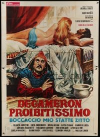 4b119 SEXY SINNERS Italian 2p 1972 different Casaro art of guy hiding under naked lovers on bed!