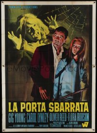 4b123 SHUTTERED ROOM Italian 2p 1968 different Nistri art of Gig Young & Carol Lynley by spiderweb!