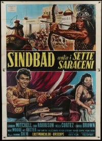 4b126 SINBAD AGAINST THE 7 SARACENS Italian 2p 1964 De Amicis art of Gordon Mitchell!