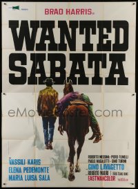 4b143 WANTED SABATA Italian 2p 1970 spaghetti western art of Brad Harris with dead guy on horse!