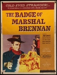 4c347 BADGE OF MARSHAL BRENNAN 30x40 1957 cowboy Jim Davis & Grand Ol' Opry star Carl Smith!
