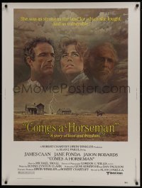 4c360 COMES A HORSEMAN 30x40 1978 cool art of James Caan, Jane Fonda & Jason Robards in the sky!