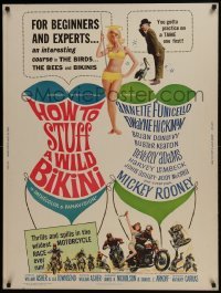 4c376 HOW TO STUFF A WILD BIKINI 30x40 1965 sexy Annette Funicello, Keaton, biker & bikini art!
