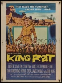 4c380 KING RAT 30x40 1965 art of George Segal & Tom Courtenay, James Clavell, World War II POWs!