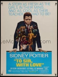 4c409 TO SIR, WITH LOVE 30x40 1967 Sidney Poitier, Geeson, directed by James Clavell!