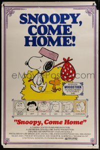 4c124 SNOOPY COME HOME 40x60 1972 Peanuts, Charlie Brown, great Schulz art of Snoopy & Woodstock!