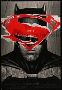 4c472 BATMAN V SUPERMAN teaser DS 1sh 2016 cool close up of Ben Affleck in title role under symbol!
