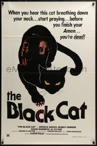 4c493 BLACK CAT 1sh 1984 Lucio Fulci's Il Gatto Nero, cool feline horror art!