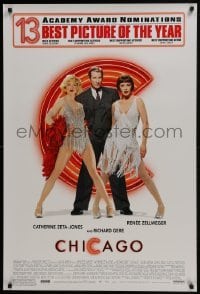 4c523 CHICAGO 1sh 2002 Zellweger & Zeta-Jones, Gere, 13 nominations, wacky switched credits!