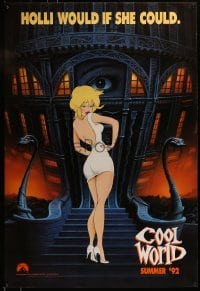 4c530 COOL WORLD teaser 1sh 1992 cartoon art of Kim Basinger as Holli, she would if she could!