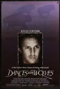 4c538 DANCES WITH WOLVES 1sh 1990 Kevin Costner directs & stars, image of buffalo!