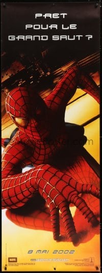 4c028 SPIDER-MAN DS French door panel 2002 Tobey Maguire crawling up wall, Sam Raimi, Marvel Comics!