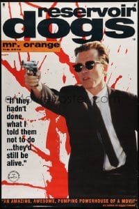 4c007 RESERVOIR DOGS English 40x60 1992 Quentin Tarantino, great image of Tim Roth as Mr. Orange!