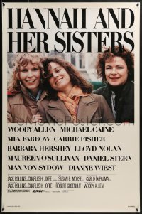 4c635 HANNAH & HER SISTERS 1sh 1986 Woody Allen, Mia Farrow, Carrie Fisher, Barbara Hershey