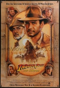 4c658 INDIANA JONES & THE LAST CRUSADE int'l advance 1sh 1989 art of Ford & Connery by Drew!