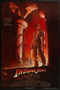 4c659 INDIANA JONES & THE TEMPLE OF DOOM 1sh 1984 art of Harrison Ford by Bruce Wolfe, NSS style!