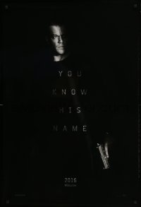 4c680 JASON BOURNE teaser DS 1sh 2016 great image of Matt Damon in the title role with gun!