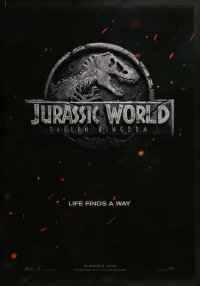 4c691 JURASSIC WORLD: FALLEN KINGDOM teaser DS 1sh 2018 classic T-Rex logo, life finds a way!