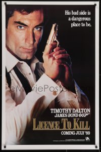 4c723 LICENCE TO KILL teaser 1sh 1989 c style, Timothy Dalton as Bond, his bad side is dangerous!