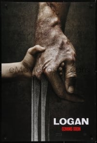 4c729 LOGAN style A revised int'l teaser DS 1sh 2017 Jackman in the title role as Wolverine, claws out!