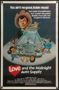 4c735 LOVE & THE MIDNIGHT AUTO SUPPLY 1sh 1978 Michael Parks, funny chop shop art by Green!