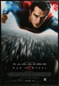 4c742 MAN OF STEEL advance DS 1sh 2013 Henry Cavill in the title role as Superman flying!