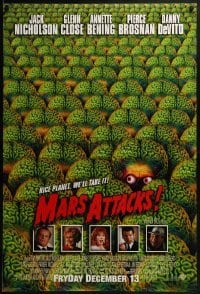 4c745 MARS ATTACKS! int'l advance DS 1sh 1996 directed by Tim Burton, great image of brainy aliens!