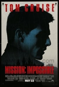 4c757 MISSION IMPOSSIBLE advance 1sh 1996 cool silhouette of Tom Cruise, Brian De Palma directed!