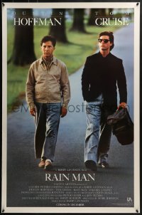 4c821 RAIN MAN advance 1sh 1988 Tom Cruise & autistic Dustin Hoffman, directed by Barry Levinson!