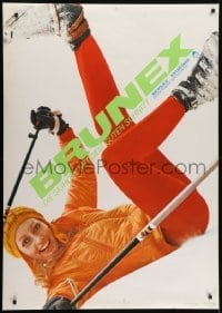 4c194 BRUNEX 36x51 Swiss advertising poster 1968 image of sexy woman falling, but still smiling!